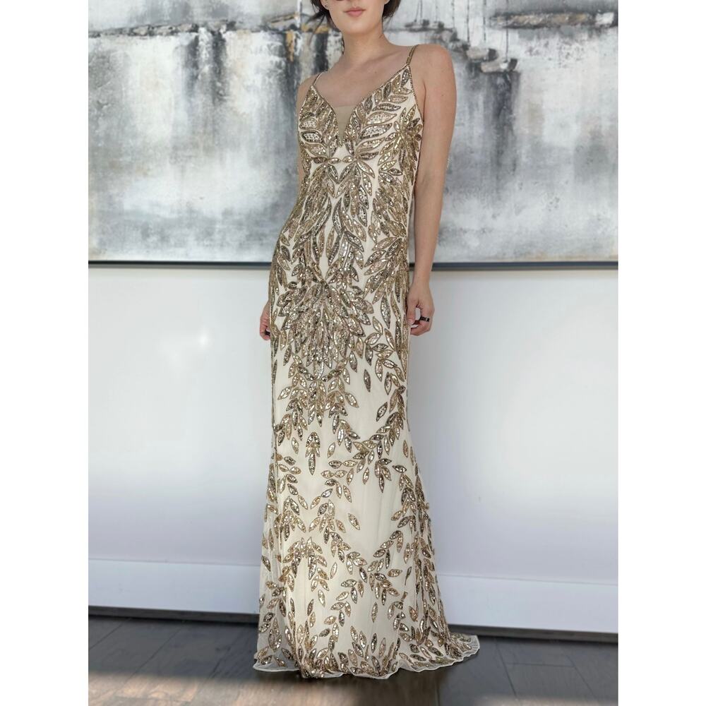 Mac Duggal Style 5107A Sequined Sleeveless Plunge Neck Trumpet Gown